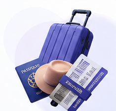 Travel luggage and passport